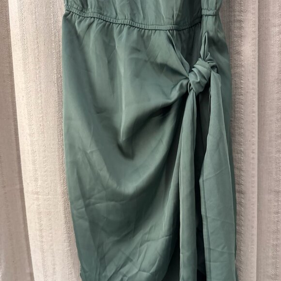 NWT PRETTYGARDEN Women's Formal Satin Dress Sleeveless Mock Neck Tie Waist, L - Picture 7 of 8